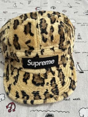 Supreme Leopard Print Plush Camp Cap